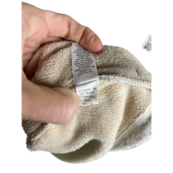 Athleta‎ Cozy Karma Asym Sweatshirt Womens L Tan Gold Zip Funnel Neck Pullover - Picture 9 of 10